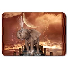 Cute Baby Elephant On A Jetty Large Doormat 