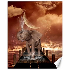 Cute Baby Elephant On A Jetty Canvas 11  X 14   by FantasyWorld7