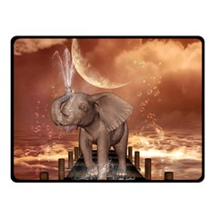 Cute Baby Elephant On A Jetty Fleece Blanket (small) by FantasyWorld7