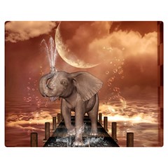 Cute Baby Elephant On A Jetty Double Sided Flano Blanket (medium)  by FantasyWorld7