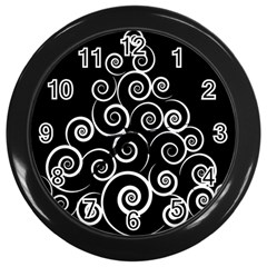 Abstract Spiral Christmas Tree Wall Clocks (Black)