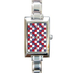 American Flag Star White Red Blue Rectangle Italian Charm Watch