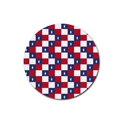 American Flag Star White Red Blue Rubber Round Coaster (4 Pack) 