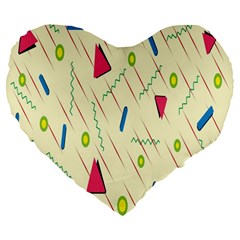 Background  With Lines Triangles Large 19  Premium Flano Heart Shape Cushions