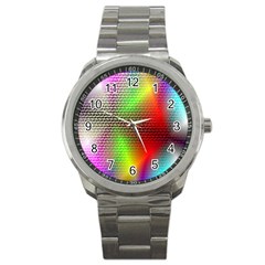 Abstract Rainbow Pattern Colorful Stars Space Sport Metal Watch by Mariart