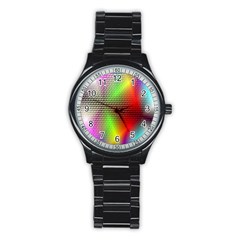 Abstract Rainbow Pattern Colorful Stars Space Stainless Steel Round Watch by Mariart