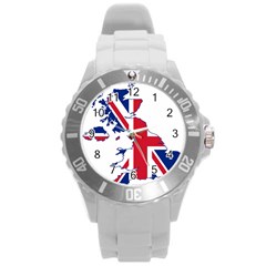 Britain Flag England Nations Round Plastic Sport Watch (L)