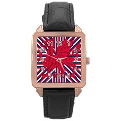 Alternatively Mega British America Red Dragon Rose Gold Leather Watch 