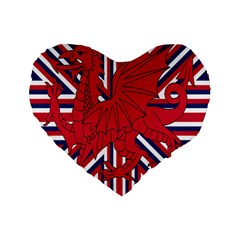 Alternatively Mega British America Red Dragon Standard 16  Premium Flano Heart Shape Cushions by Mariart