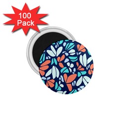 Blue Tossed Flower Floral 1 75  Magnets (100 Pack) 