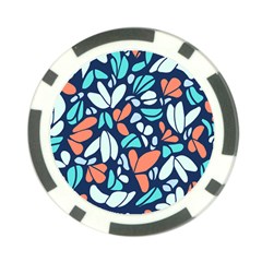 Blue Tossed Flower Floral Poker Chip Card Guard (10 Pack)