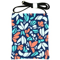 Blue Tossed Flower Floral Shoulder Sling Bags by Mariart