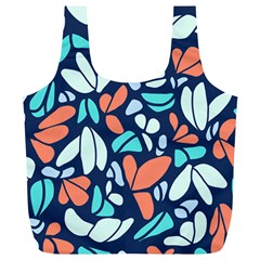 Blue Tossed Flower Floral Full Print Recycle Bags (l) 