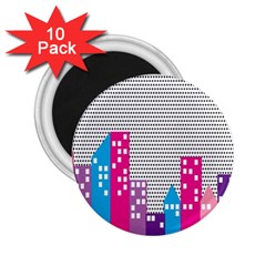 Building Polka City Rainbow 2 25  Magnets (10 Pack)  by Mariart