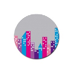 Building Polka City Rainbow Rubber Coaster (round) 