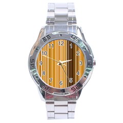 Brown Verticals Lines Stripes Colorful Stainless Steel Analogue Watch