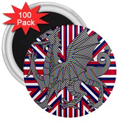 Alternatively Mega British America Dragon Illustration 3  Magnets (100 Pack)