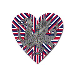 Alternatively Mega British America Dragon Illustration Heart Magnet by Mariart