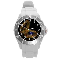 Wondrous Trajectorie Illustrated Line Light Black Round Plastic Sport Watch (l) by Mariart