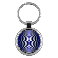 Blue Lines Iterative Art Wave Chevron Key Chains (round)  by Mariart