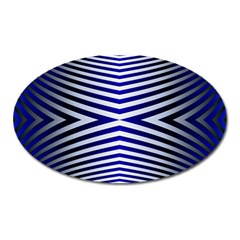 Blue Lines Iterative Art Wave Chevron Oval Magnet by Mariart