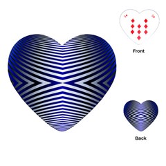 Blue Lines Iterative Art Wave Chevron Playing Cards (heart) 