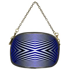 Blue Lines Iterative Art Wave Chevron Chain Purses (two Sides) 