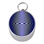 Blue Lines Iterative Art Wave Chevron Mini Silver Compasses Front