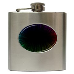 Colorful Light Ray Border Animation Loop Rainbow Motion Background Space Hip Flask (6 Oz)