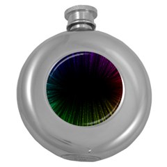 Colorful Light Ray Border Animation Loop Rainbow Motion Background Space Round Hip Flask (5 Oz) by Mariart