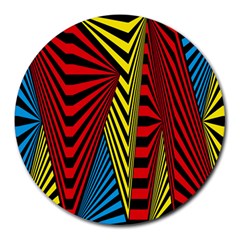Door Pattern Line Abstract Illustration Waves Wave Chevron Red Blue Yellow Black Round Mousepads
