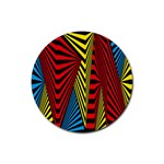 Door Pattern Line Abstract Illustration Waves Wave Chevron Red Blue Yellow Black Rubber Round Coaster (4 pack)  Front