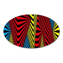 Door Pattern Line Abstract Illustration Waves Wave Chevron Red Blue Yellow Black Oval Magnet