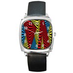 Door Pattern Line Abstract Illustration Waves Wave Chevron Red Blue Yellow Black Square Metal Watch Front