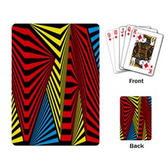 Door Pattern Line Abstract Illustration Waves Wave Chevron Red Blue Yellow Black Playing Card by Mariart