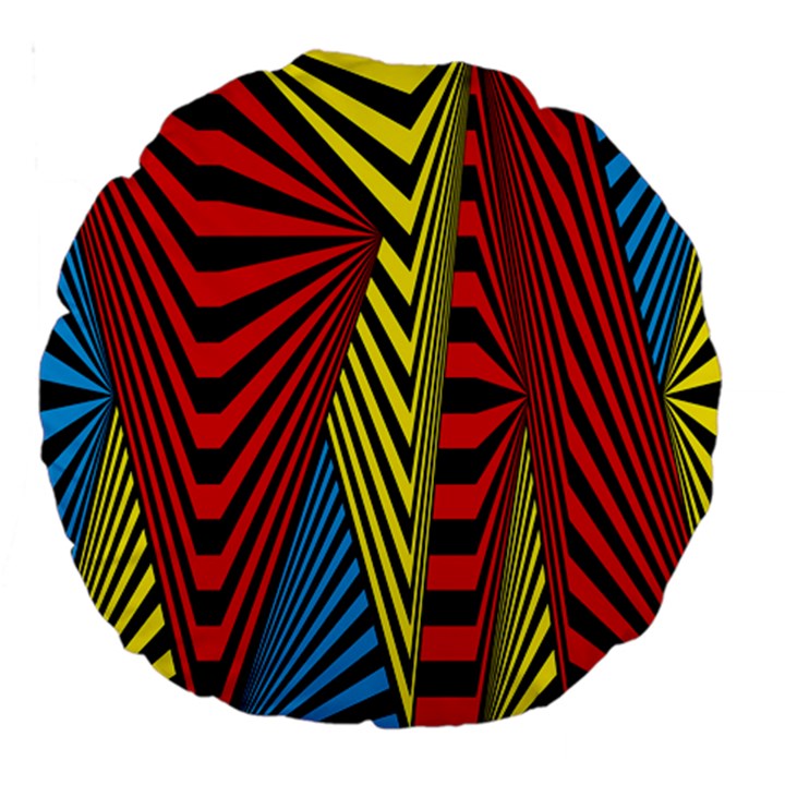 Door Pattern Line Abstract Illustration Waves Wave Chevron Red Blue Yellow Black Large 18  Premium Round Cushions