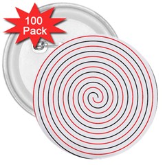 Double Line Spiral Spines Red Black Circle 3  Buttons (100 Pack)  by Mariart