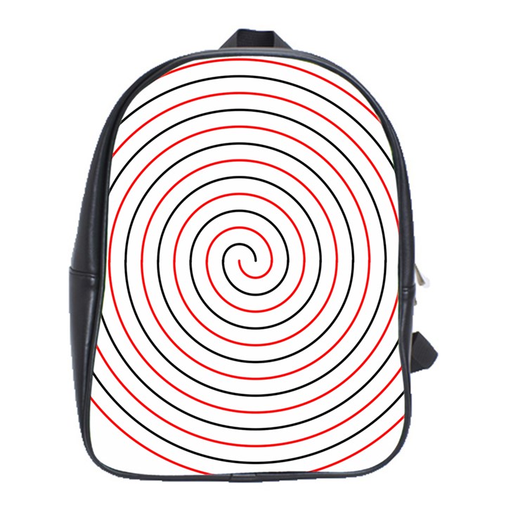 Double Line Spiral Spines Red Black Circle School Bag (XL)