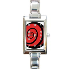 Double Spiral Thick Lines Black Red Rectangle Italian Charm Watch by Mariart