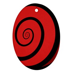 Double Spiral Thick Lines Black Red Ornament (oval)