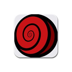 Double Spiral Thick Lines Black Red Rubber Square Coaster (4 Pack) 