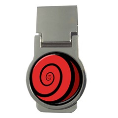 Double Spiral Thick Lines Black Red Money Clips (round)  by Mariart