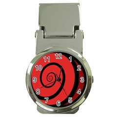 Double Spiral Thick Lines Black Red Money Clip Watches by Mariart