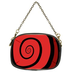 Double Spiral Thick Lines Black Red Chain Purses (one Side)  by Mariart