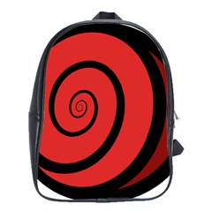 Double Spiral Thick Lines Black Red School Bag (large) by Mariart