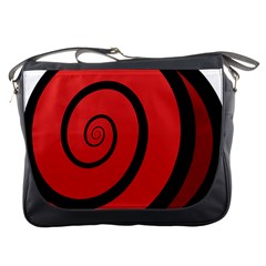 Double Spiral Thick Lines Black Red Messenger Bags