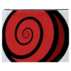 Double Spiral Thick Lines Black Red Cosmetic Bag (xxxl) 