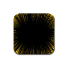 Colorful Light Ray Border Animation Loop Yellow Rubber Coaster (square) 