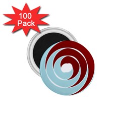 Double Spiral Thick Lines Blue Red 1 75  Magnets (100 Pack) 