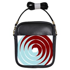 Double Spiral Thick Lines Blue Red Girls Sling Bags